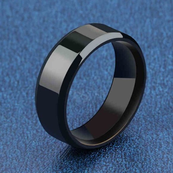 Black Stainless Steel 8mm Ring - Picture 1 of 6
